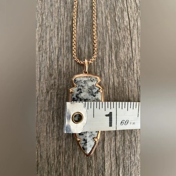 Kendra Scott Kimmy Necklace Rose Gold Gray Granite Stone - Picture 3 of 5